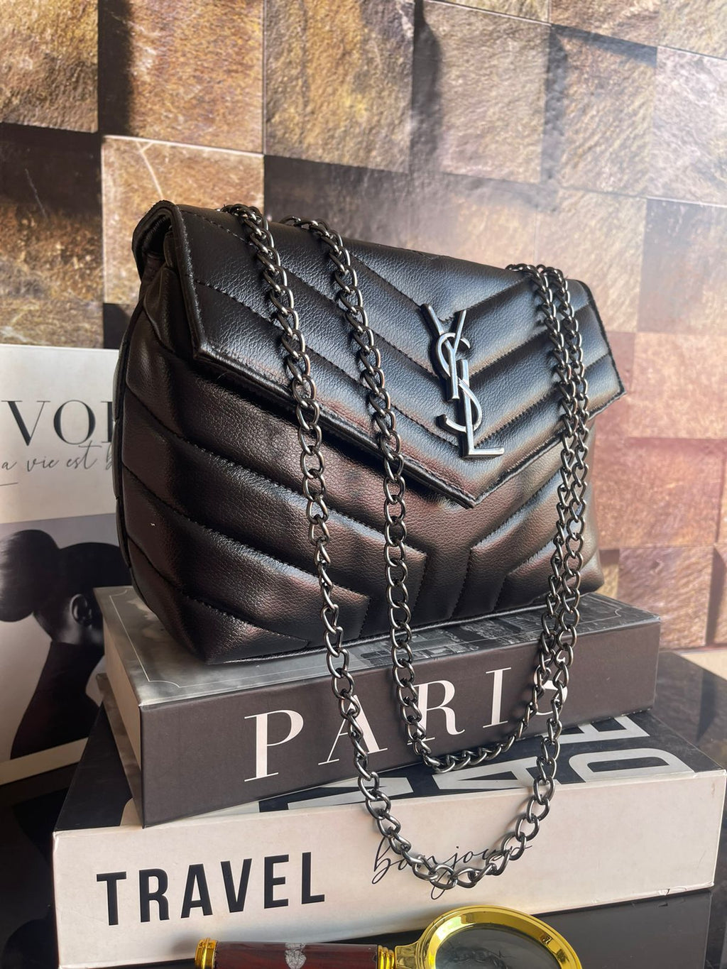 Bolsa Lollou Saint Lourent metal grafite