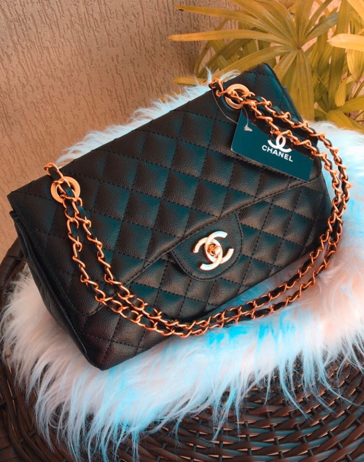 Bolsa Chanel Classic Jumbo media corrente dourada