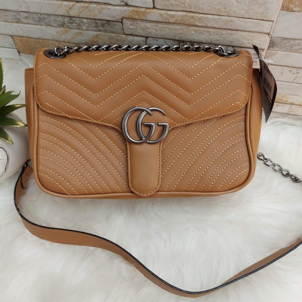 Bolsa Gucci Marmont média metais grafite