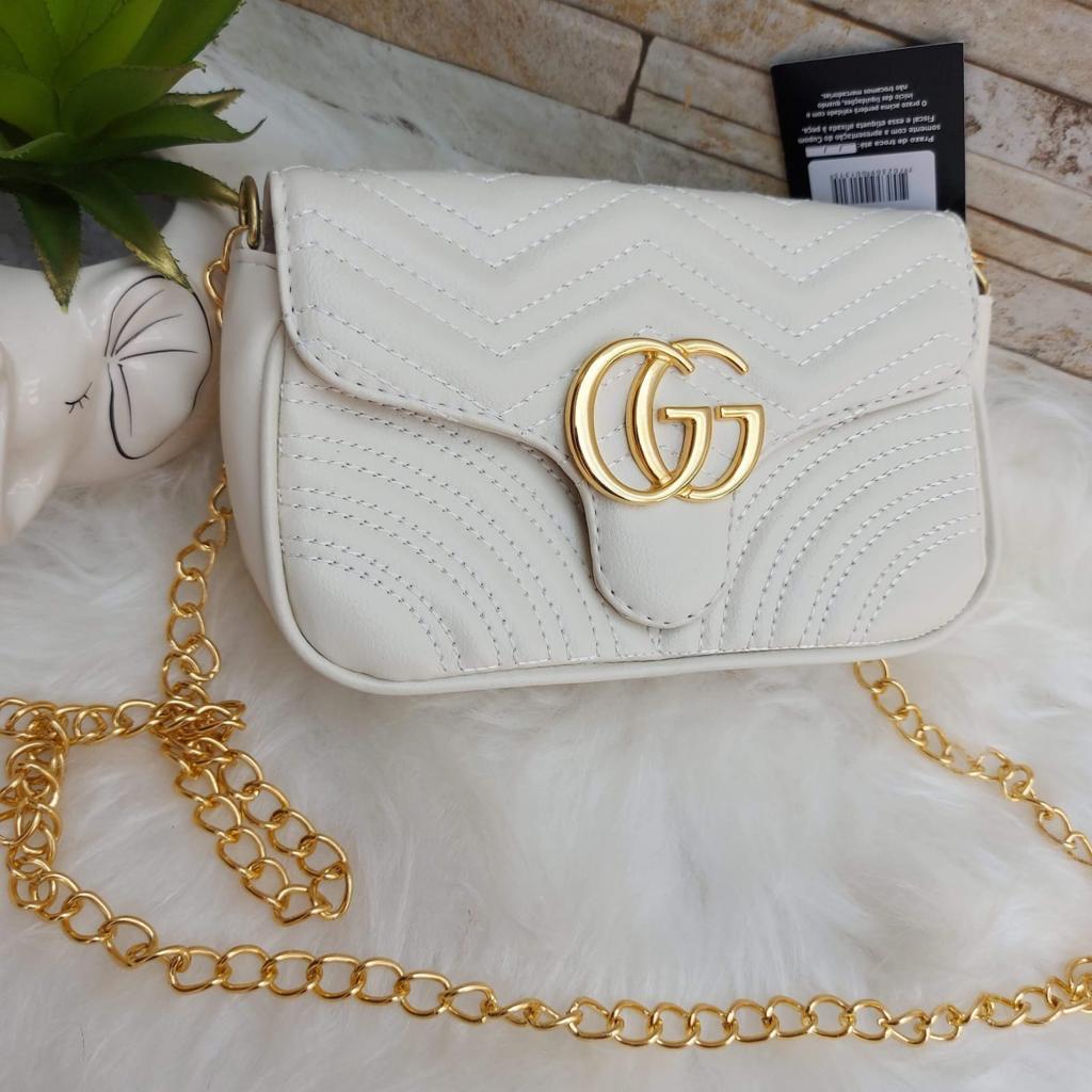 Bolsa Gucci marmont baby metais dourados