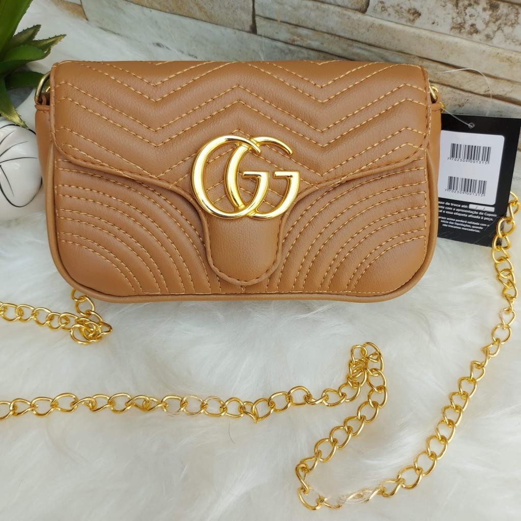 Bolsa Gucci marmont baby metais dourados