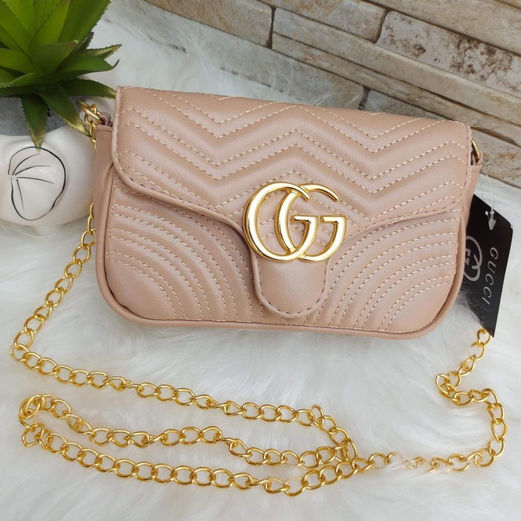 Bolsa Gucci marmont baby metais dourados