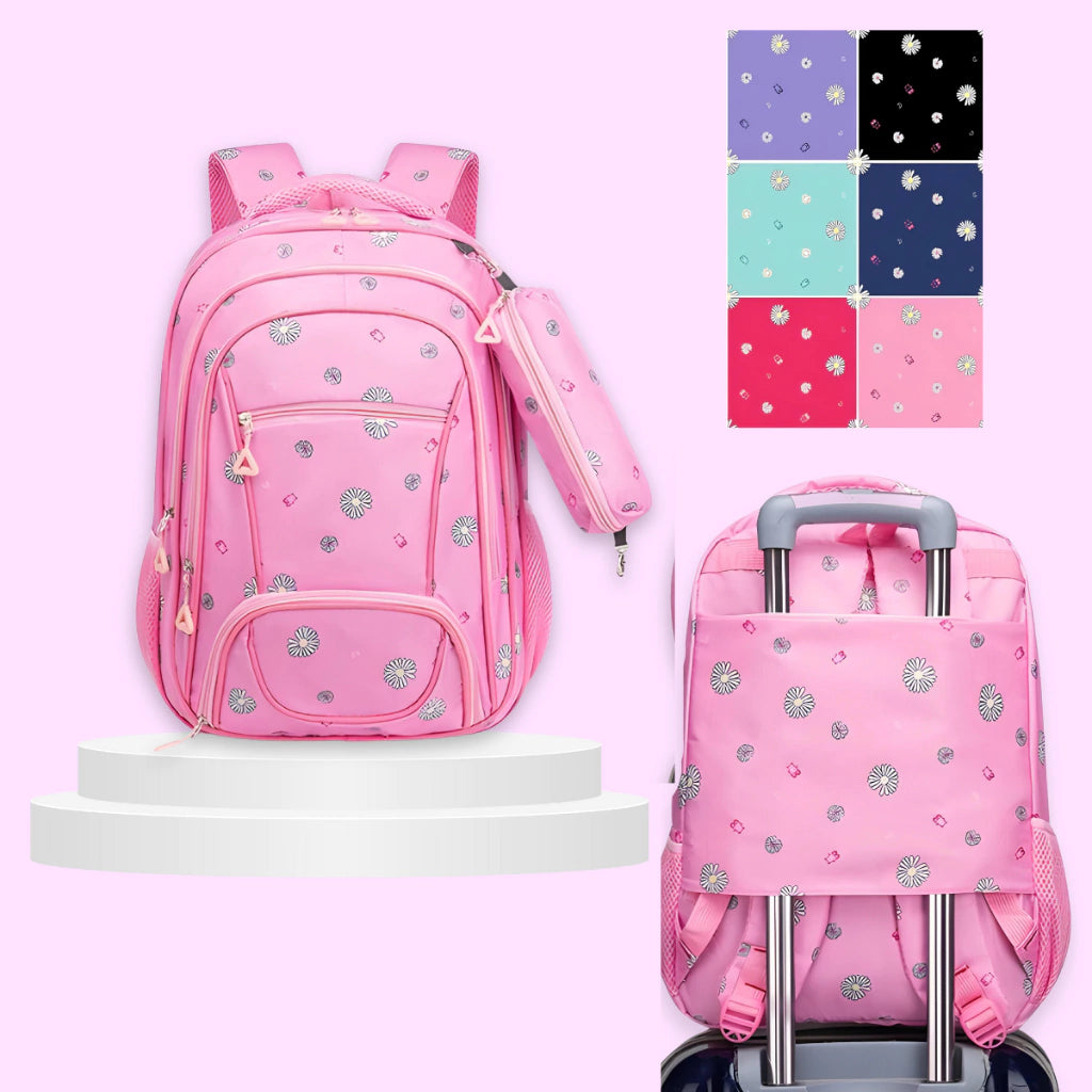 Kit Mochila Feminina Escolar Impermeável Reforçada 40L Faculdade + Estojo