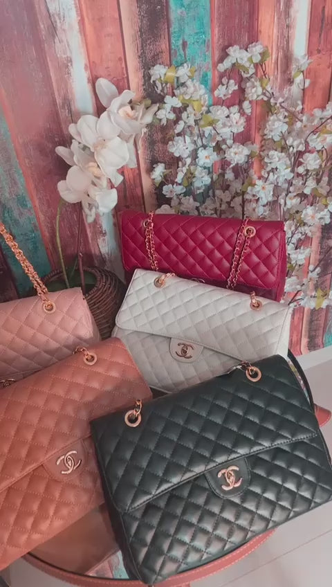 Bolsa Chanel Max corrente dourada