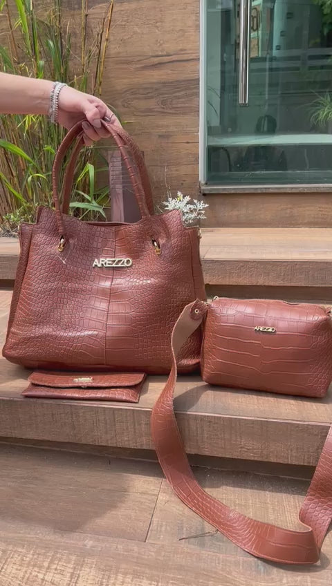 Kit Arezzo Crocô 3 peças